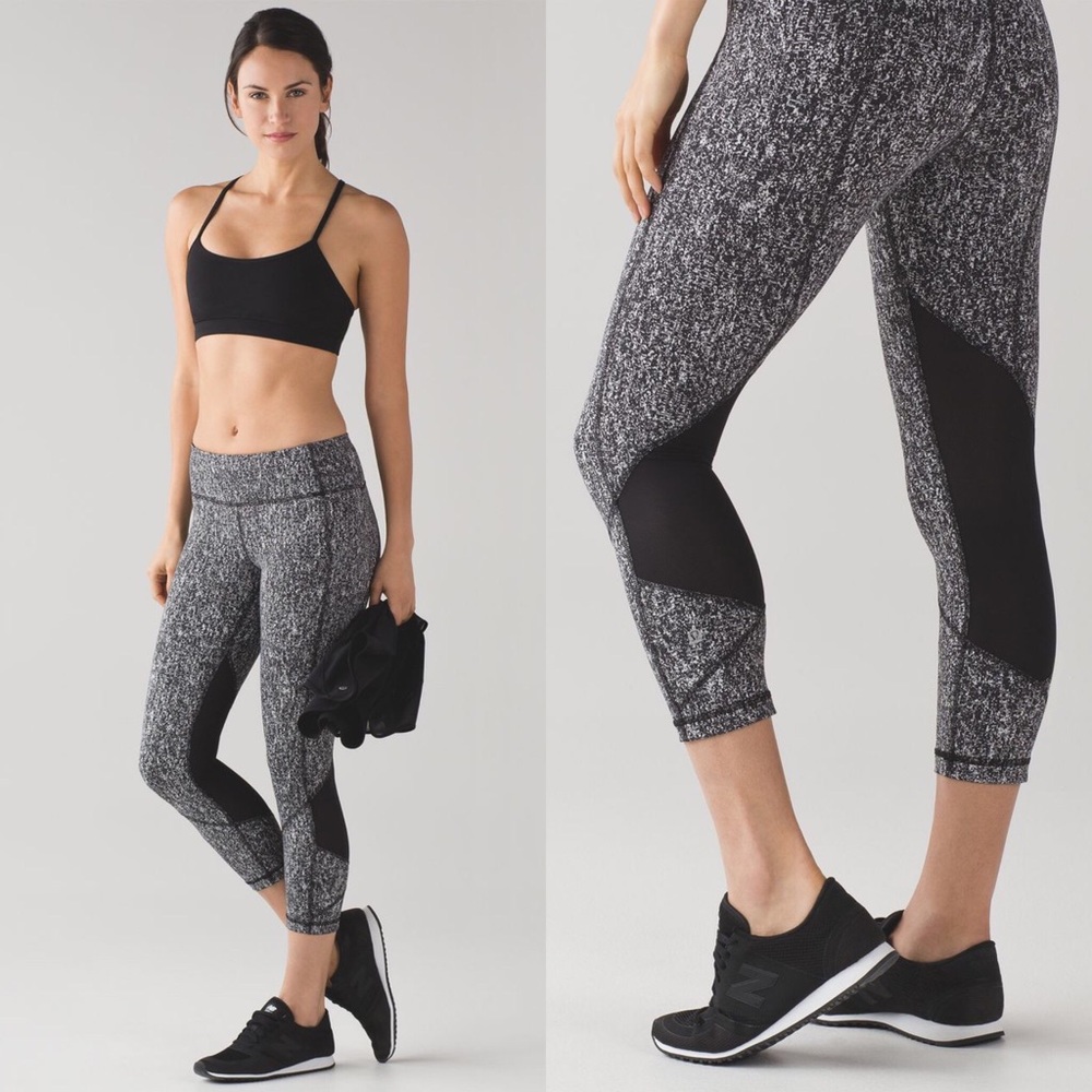 Lululemon Pace Rival Crop Jacquard Black White